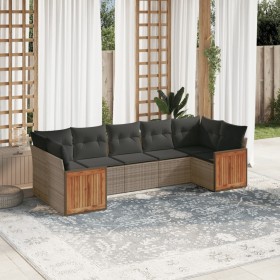 7-piece garden sofa set with gray PE rattan cushions by , Garden sets - Ref: Foro24-3260352, Price: 495,57 €, Discount: %