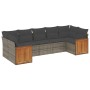 7-piece garden sofa set with gray PE rattan cushions by , Garden sets - Ref: Foro24-3260352, Price: 495,57 €, Discount: %