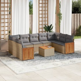 Gartensofa-Set mit beigen Kissen, 10-teilig, synthetisches Rattan von , Gartensets - Ref: Foro24-3260365, Preis: 747,47 €, Ra...