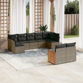 9-piece garden furniture set and gray synthetic rattan cushions by , Garden sets - Ref: Foro24-3260373, Price: 594,99 €, Disc...