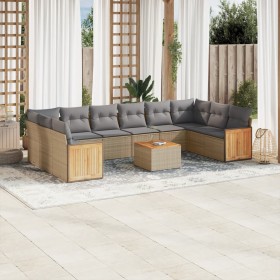 11-teiliges Gartensofa-Set mit beigen synthetischen Rattankissen von , Gartensets - Ref: Foro24-3260414, Preis: 742,84 €, Rab...