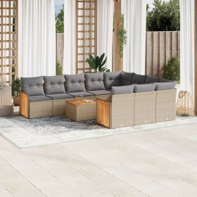 11-teiliges Gartensofa-Set mit beigen synthetischen Rattankissen von , Gartensets - Ref: Foro24-3260428, Preis: 743,64 €, Rab...