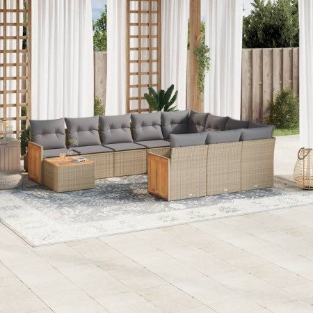 Set de sofás de jardín 11pzas con cojines ratán sintético beige de , Conjuntos de jardín - Ref: Foro24-3260449, Precio: 742,8...