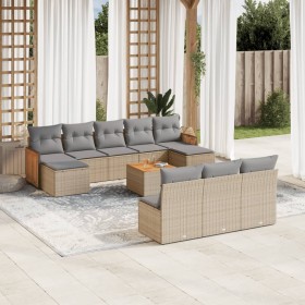 Set de sofás de jardín 11pzas con cojines ratán sintético beige de , Conjuntos de jardín - Ref: Foro24-3260477, Precio: 691,5...