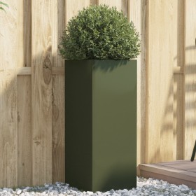 Olive green cold rolled steel planter 32x29x75 cm by , Pots and planters - Ref: Foro24-841574, Price: 52,88 €, Discount: %