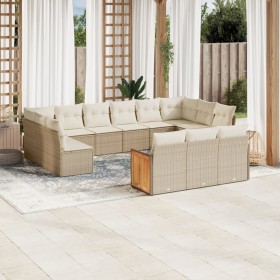 Gartensofa-Set mit Kissen, 13-teilig, beiges synthetisches Rattan von , Gartensets - Ref: Foro24-3260539, Preis: 926,99 €, Ra...