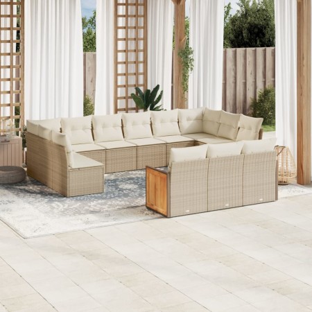 Set sofás de jardín con cojines 13 pzas ratán sintético beige de , Conjuntos de jardín - Ref: Foro24-3260539, Precio: 962,87 ...