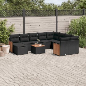 11-teiliges Gartensofa-Set und schwarze synthetische Rattankissen von , Gartensets - Ref: Foro24-3260641, Preis: 714,90 €, Ra...