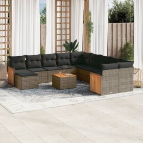 12-teiliges Gartensofa-Set mit grauen synthetischen Rattankissen von , Gartensets - Ref: Foro24-3260660, Preis: 801,64 €, Rab...