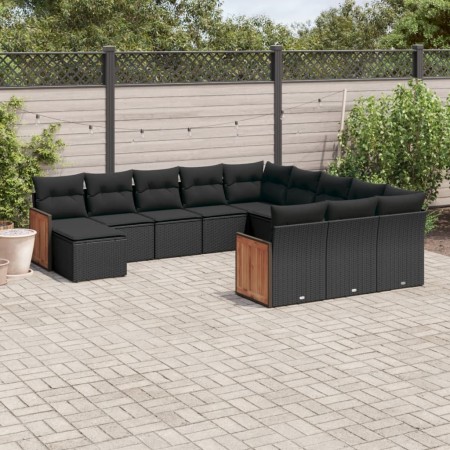 Gartensofa-Set 12-teilig mit schwarzen synthetischen Rattankissen von , Gartensets - Ref: Foro24-3260662, Preis: 837,59 €, Ra...