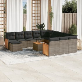 Gartensofa-Set mit Kissen, 13-teilig, graues synthetisches Rattan von , Gartensets - Ref: Foro24-3260674, Preis: 874,67 €, Ra...