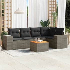 6-piece garden furniture set and gray synthetic rattan cushions by , Garden sets - Ref: Foro24-3257768, Price: 430,46 €, Disc...