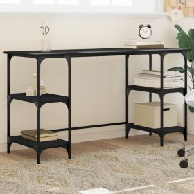 Black engineered metal and wood desk 140x50x75 cm by , Desks - Ref: Foro24-845326, Price: 87,31 €, Discount: %