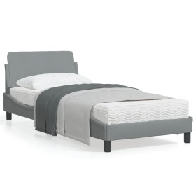 Light gray fabric bed frame with headboard 80x200 cm by , Beds and slatted bases - Ref: Foro24-373065, Price: 113,57 €, Disco...