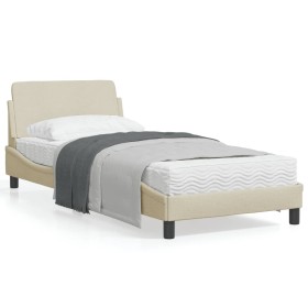 Estructura de cama con cabecero de tela color crema 90x190 cm de , Camas y somieres - Ref: Foro24-373090, Precio: 131,29 €, D...