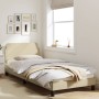 Bed frame with cream fabric headboard 90x190 cm by , Beds and slatted bases - Ref: Foro24-373090, Price: 131,13 €, Discount: %