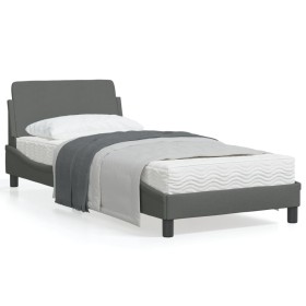 Dark gray fabric bed frame with headboard 90x190 cm by , Beds and slatted bases - Ref: Foro24-373086, Price: 107,15 €, Discou...