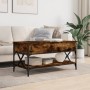 Engineered wood coffee table metal smoke oak 100x50x50 cm by , Coffee table - Ref: Foro24-845358, Price: 78,13 €, Discount: %