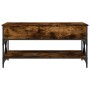 Engineered wood coffee table metal smoke oak 100x50x50 cm by , Coffee table - Ref: Foro24-845358, Price: 78,13 €, Discount: %