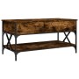 Engineered wood coffee table metal smoke oak 100x50x50 cm by , Coffee table - Ref: Foro24-845358, Price: 78,13 €, Discount: %