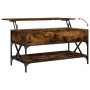 Engineered wood coffee table metal smoke oak 100x50x50 cm by , Coffee table - Ref: Foro24-845358, Price: 78,13 €, Discount: %