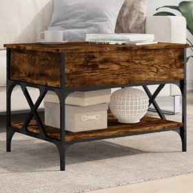 Engineered wood coffee table metal smoke oak 70x50x50 cm by , Coffee table - Ref: Foro24-845353, Price: 67,88 €, Discount: %