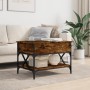 Engineered wood coffee table metal smoke oak 70x50x50 cm by , Coffee table - Ref: Foro24-845353, Price: 67,99 €, Discount: %