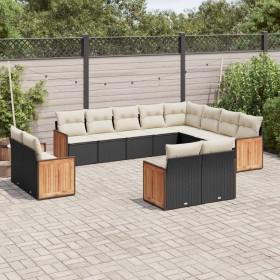 Gartensofa-Set 12-teilig mit schwarzen synthetischen Rattankissen von , Gartensets - Ref: Foro24-3260593, Preis: 898,98 €, Ra...