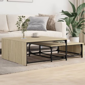 Stackable coffee tables 2 pieces in Sonoma oak wood and metal by , Coffee table - Ref: Foro24-845332, Price: 80,80 €, Discoun...