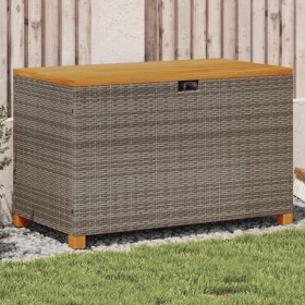 Gray rattan acacia wood garden storage box 110x55x63 cm by , Outdoor storage boxes - Ref: Foro24-366286, Price: 173,99 €, Dis...