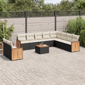 11-piece garden sofa set and black synthetic rattan cushions by , Garden sets - Ref: Foro24-3260201, Price: 723,51 €, Discoun...