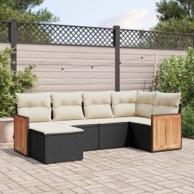 6-teiliges Gartensofa-Set und schwarze synthetische Rattankissen von , Gartensets - Ref: Foro24-3260257, Preis: 419,86 €, Rab...