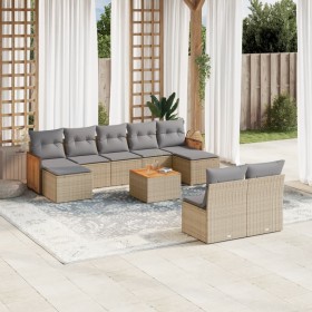 Gartensofa-Set mit beigen Kissen, 10-teilig, synthetisches Rattan von , Gartensets - Ref: Foro24-3260463, Preis: 625,18 €, Ra...