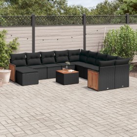 Gartensofa-Set 12-teilig mit schwarzen synthetischen Rattankissen von , Gartensets - Ref: Foro24-3260655, Preis: 774,53 €, Ra...