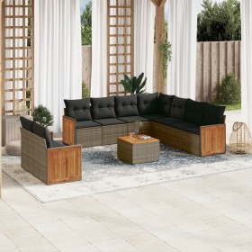 10-piece garden sofa set with gray synthetic rattan cushions by , Garden sets - Ref: Foro24-3260191, Price: 715,98 €, Discoun...