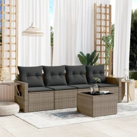 Gartensofa-Set mit Kissen, 5-teilig, graues synthetisches Rattan von , Gartensets - Ref: Foro24-3252227, Preis: 378,34 €, Rab...