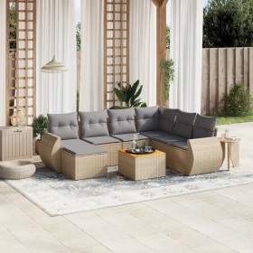 Gartensofa-Set mit beigen Kissen 8 Stück PE-Rattan von , Gartensets - Ref: Foro24-3257452, Preis: 551,75 €, Rabatt: %