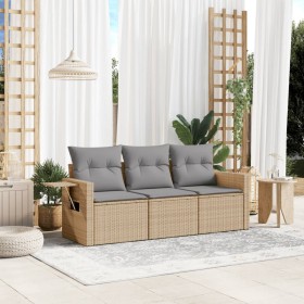 Garden sofa set with beige cushions 3 pieces PE rattan by , Garden sets - Ref: Foro24-3252196, Price: 269,55 €, Discount: %