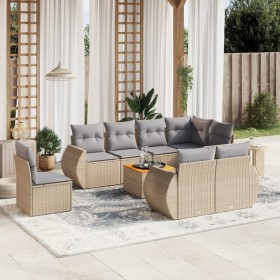 9-teiliges Gartensofa-Set mit beigen synthetischen Rattankissen von , Gartensets - Ref: Foro24-3257431, Preis: 703,99 €, Raba...