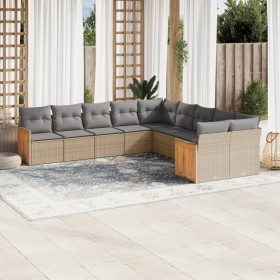 Gartensofa-Set mit beigen Kissen, 10-teilig, synthetisches Rattan von , Gartensets - Ref: Foro24-3260435, Preis: 686,19 €, Ra...