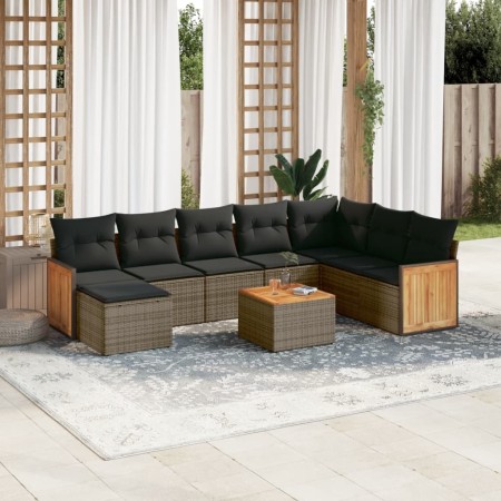 9-piece garden furniture set and gray synthetic rattan cushions by , Garden sets - Ref: Foro24-3260338, Price: 560,99 €, Disc...