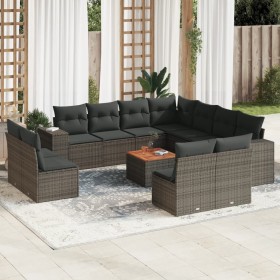 12-teiliges Gartensofa-Set mit grauen synthetischen Rattankissen von , Gartensets - Ref: Foro24-3257838, Preis: 803,03 €, Rab...