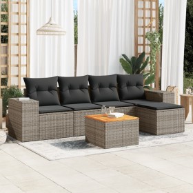 6-piece garden furniture set and gray synthetic rattan cushions by , Garden sets - Ref: Foro24-3257754, Price: 399,38 €, Disc...