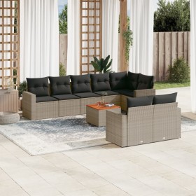 9-piece garden furniture set and gray synthetic rattan cushions by , Garden sets - Ref: Foro24-3224212, Price: 632,41 €, Disc...