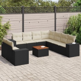 Gartensofa-Set 10-teilig mit schwarzen synthetischen Rattankissen von , Gartensets - Ref: Foro24-3225510, Preis: 676,17 €, Ra...