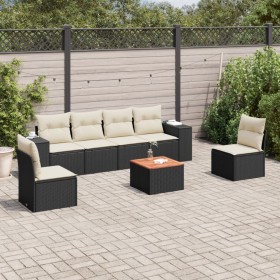 7-piece garden dining set and black synthetic rattan cushions by , Garden sets - Ref: Foro24-3225391, Price: 429,43 €, Discou...