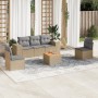 Gartensofa-Set mit Kissen, 6-teilig, beiges synthetisches Rattan von , Gartensets - Ref: Foro24-3225387, Preis: 409,17 €, Rab...