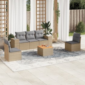 Garden sofa set with cushions 6 pieces beige synthetic rattan by , Garden sets - Ref: Foro24-3225387, Price: 411,13 €, Discou...