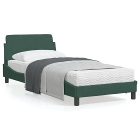 Estructura cama con cabecero terciopelo verde oscuro 90x200 cm de , Camas y somieres - Ref: Foro24-373115, Precio: 129,99 €, ...