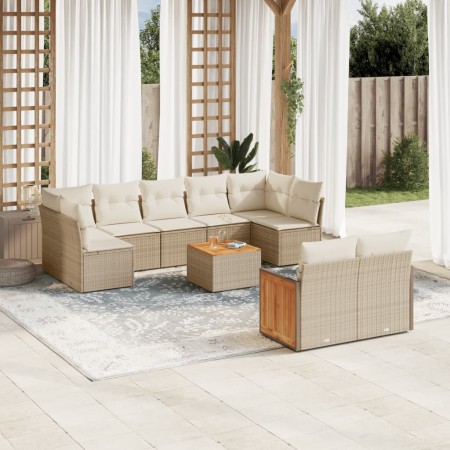 Garden sofa set with beige cushions 10 pieces synthetic rattan by , Garden sets - Ref: Foro24-3260378, Price: 834,28 €, Disco...